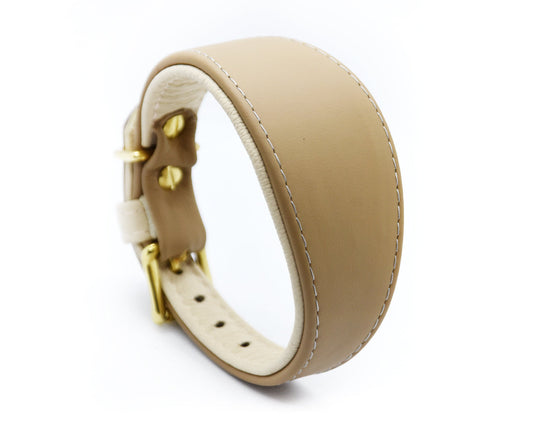 KAMELLEDER Hundehalsband- Gepolstertes Windhundhalsband aus robustem Kamelleder