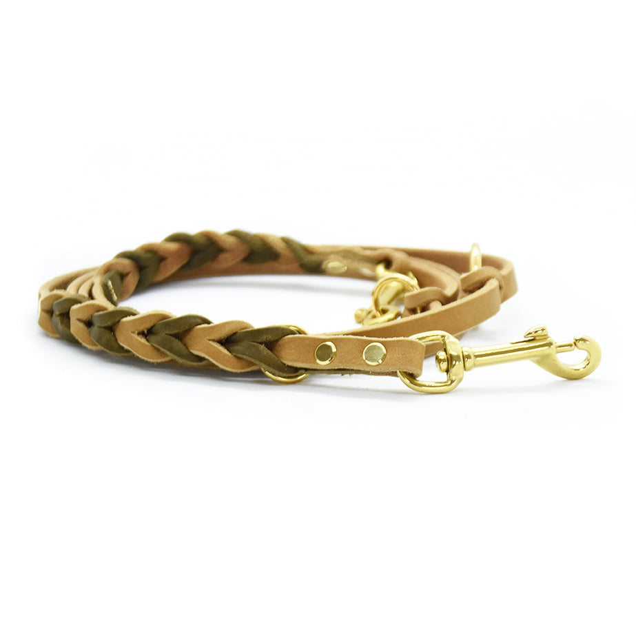 TWIN BRAID CLASSIC Fettlederleine | zweifarbige Hundeleine aus Fettleder
