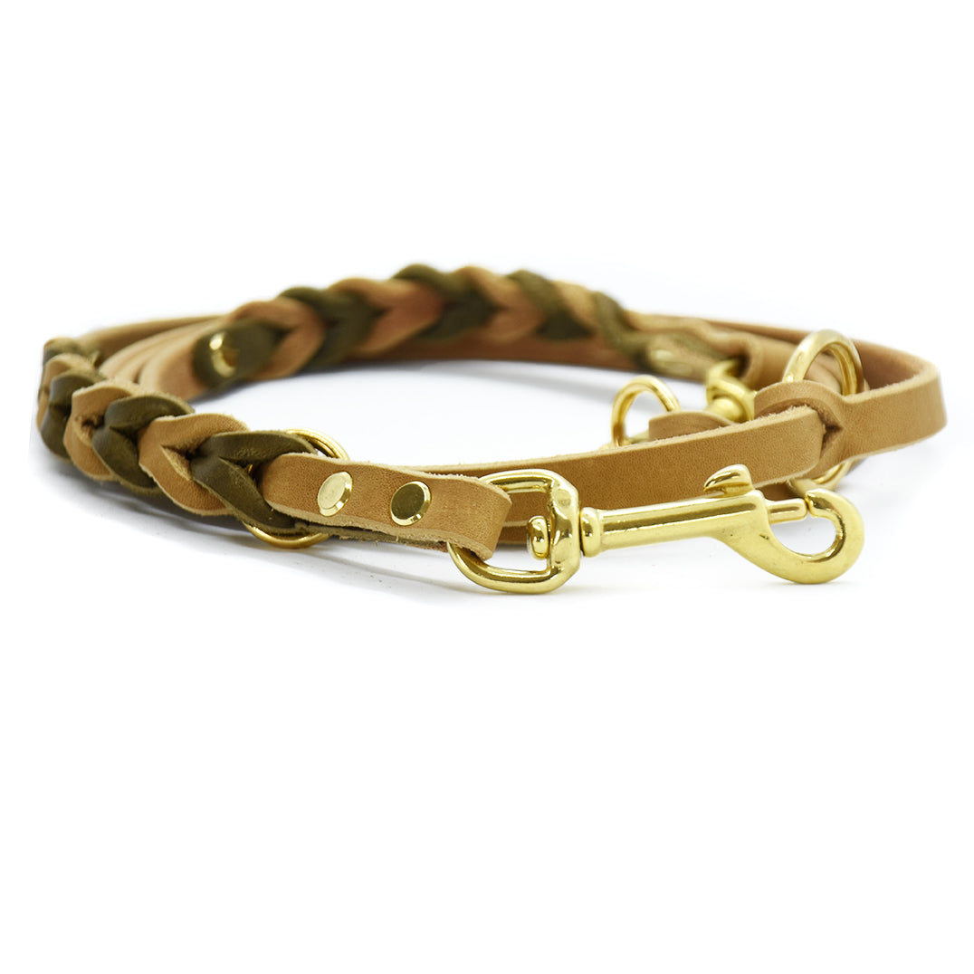 TWIN BRAID CLASSIC Fettlederleine | zweifarbige Hundeleine aus Fettleder