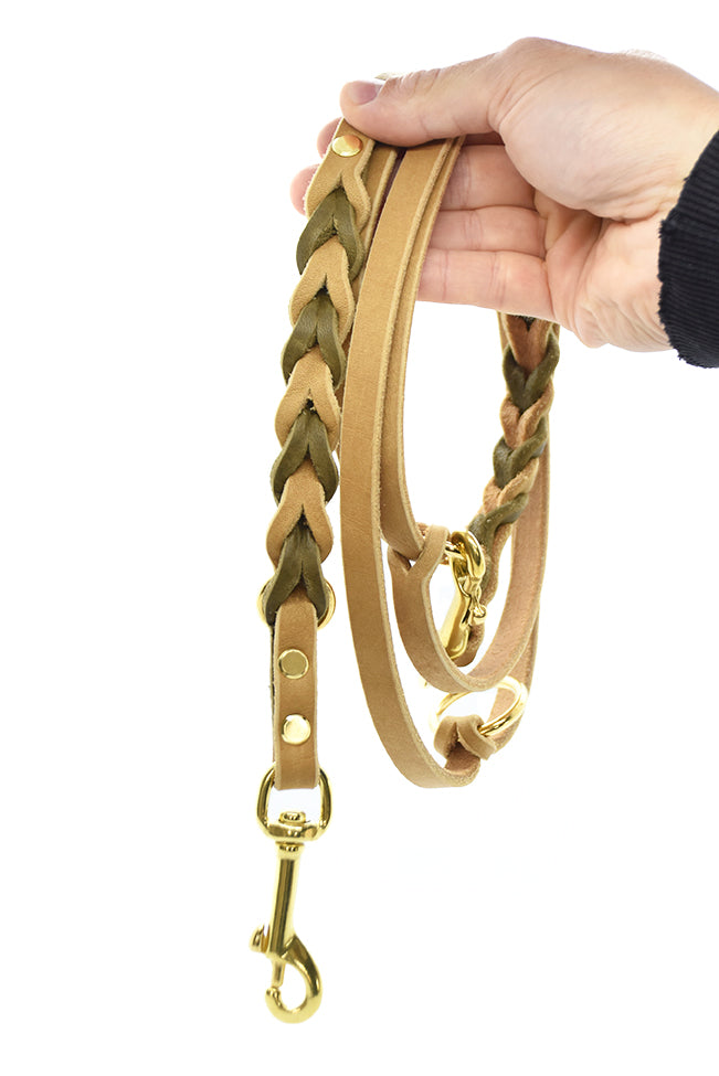 TWIN BRAID CLASSIC Fettlederleine | zweifarbige Hundeleine aus Fettleder