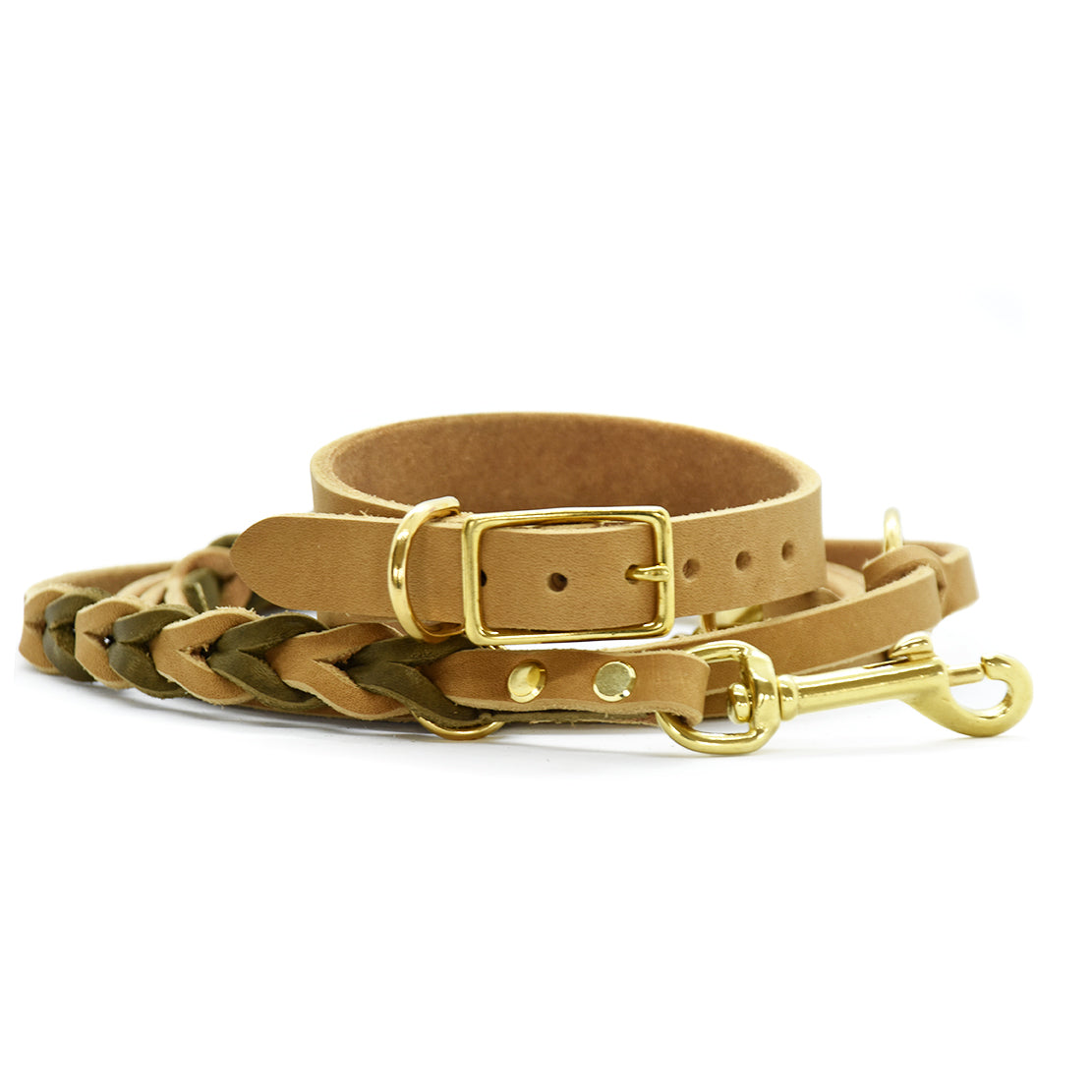Set FETTLEDER • Breites Windhundhalsband und geflochtene Leine