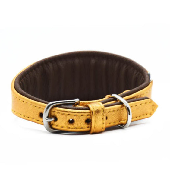 GOLD・Metallic・Ziegenleder・Hundehalsband