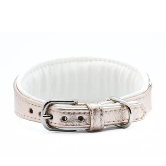 ROSÈ・Metallic・Ziegenleder・Hundehalsband