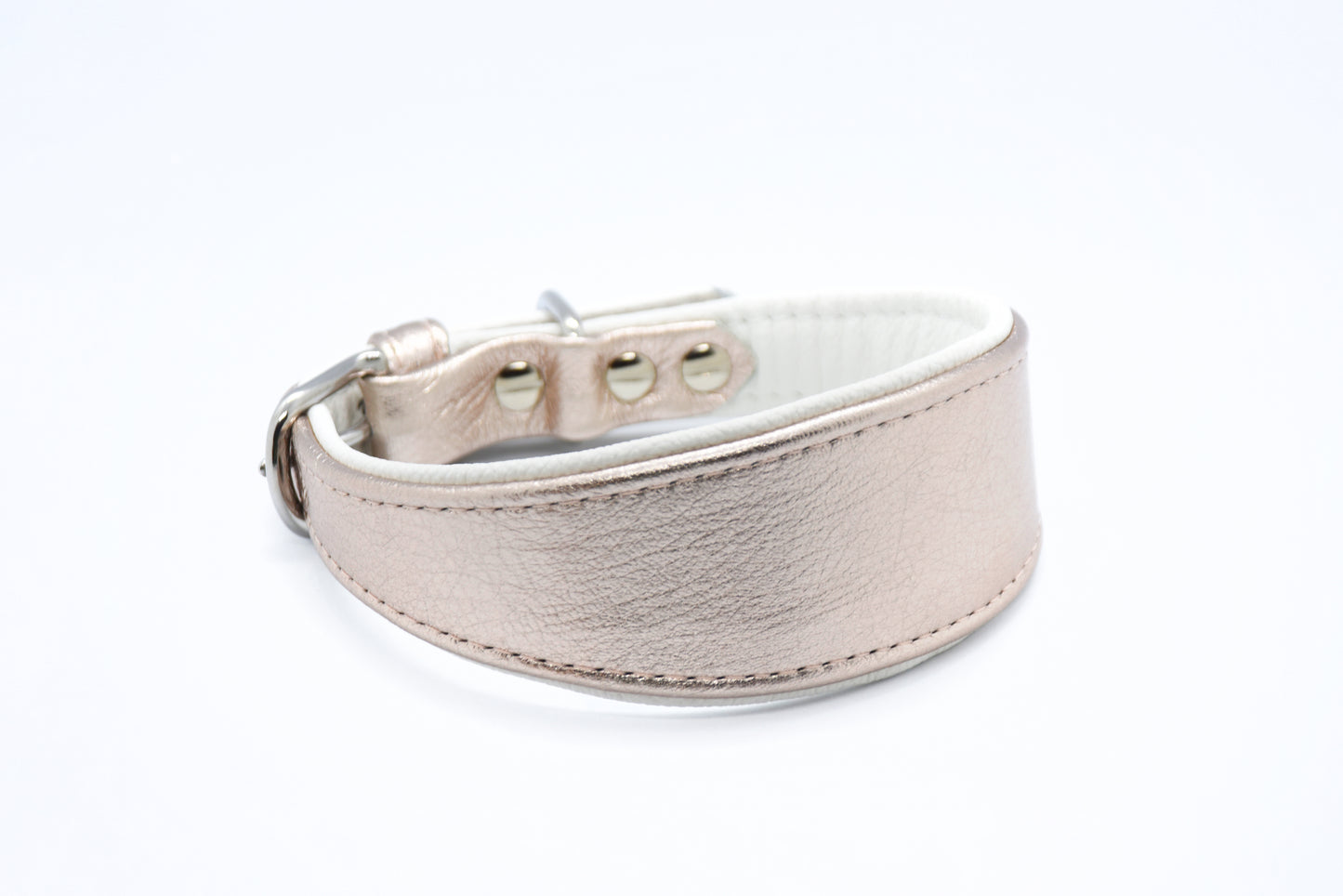 ROSÈ・Metallic・Ziegenleder・Hundehalsband