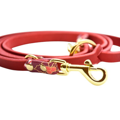 Handgefertigte Hundeleine passend zum Weihnachtsset, robust und festlich, rot und gold
