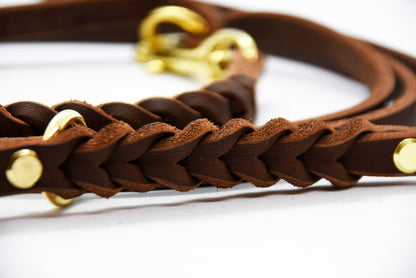 Leine Fettleder zweifärbig geflochten