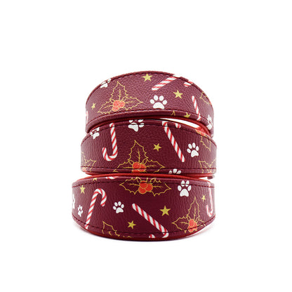 Christmas Edition Windhundhalsbänder von Nikala Design in festlichem Weinrot