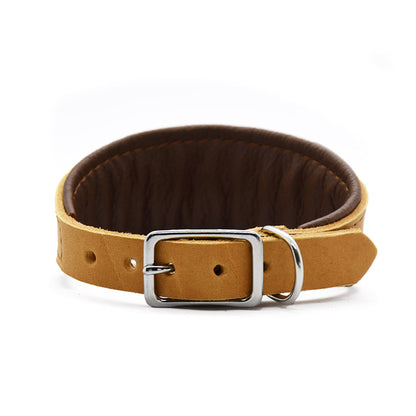 Gepolstertes Fettleder Windhundhalsband mit Nappaleder Unterfütterung
