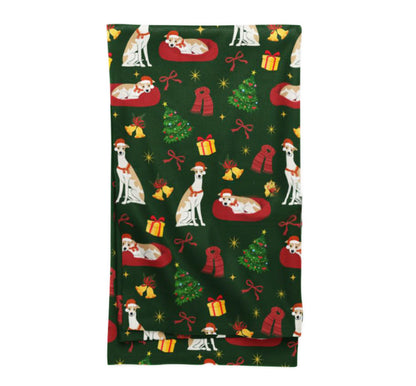 Weihnachtliche Hundedecke mit Windhundmotiv
