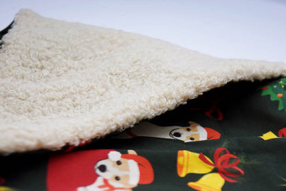 Hundehalstuch mit Weihnachtsmotiv und Teddyfleece