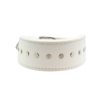 #7 Weißes Nappalederhalsband 25-30cm