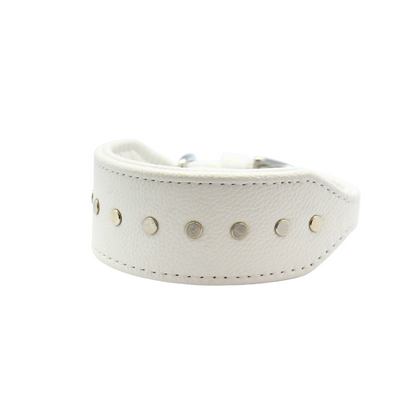 #7 Weißes Nappalederhalsband 25-30cm