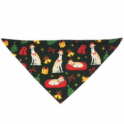Hundehalstuch mit Windhund Weihnachtsmotiv