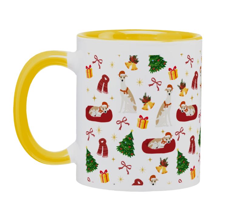 Weihnachtstasse mit festlichen Windhund Illustrationen